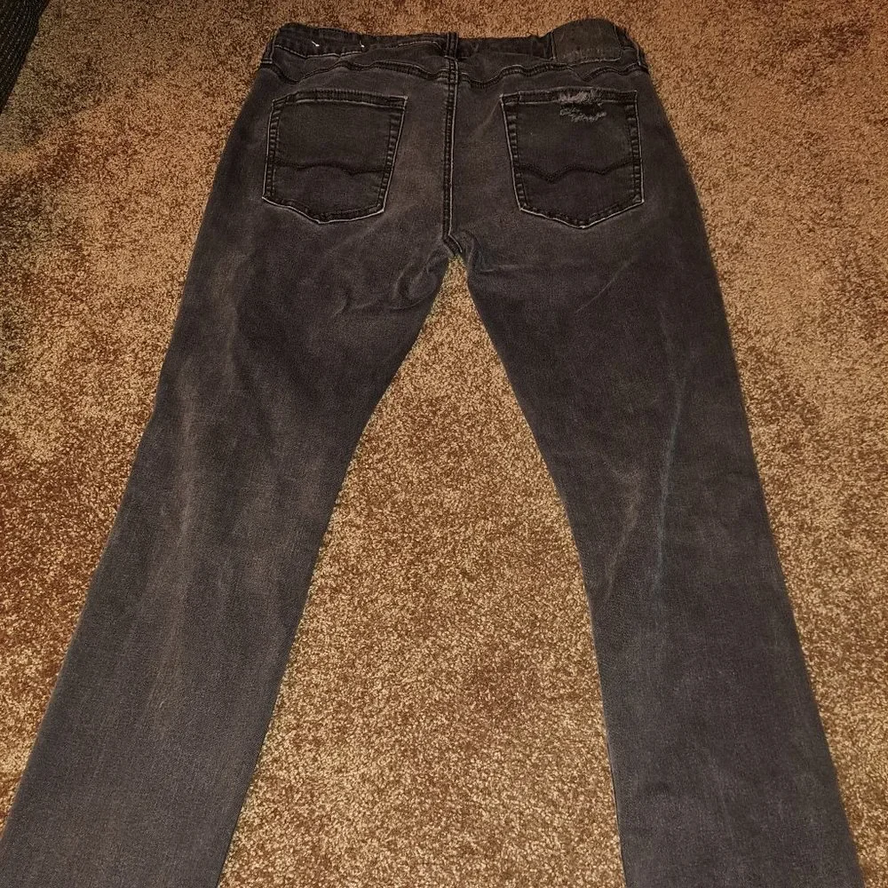 American Eagle Distressed Men's Black Next Level Flex Jeans size 33x32 - Picture 2 of 7